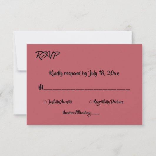 Elegant Simple Minimalist Script Modern Wedding RSVP Kaartje (Voorkant)