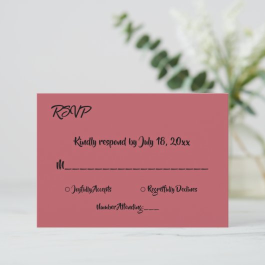 Elegant Simple Minimalist Script Modern Wedding RSVP Kaartje (Staand voorkant)