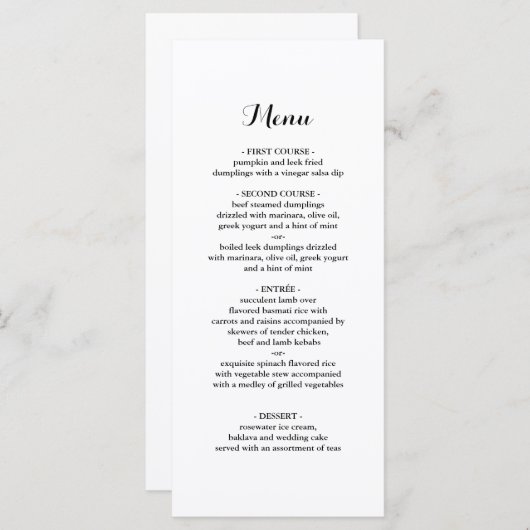 Elegant Simple Minimalist Weddenrenmenu Menu (Voorkant / Achterkant)