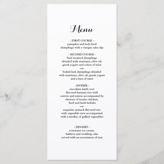 Elegant Simple Minimalist Weddenrenmenu Menu (Voorkant)