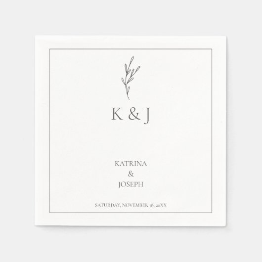 Elegant Simple Minimalist Weddenschap Monochrome c Servet (Voorkant)