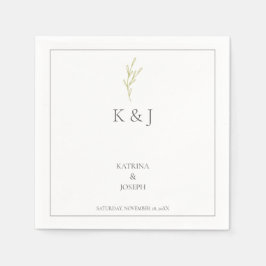 Elegant Simple Minimalist Weddenschap Olive green  Servet