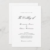 Elegant Simple Modern Black and White Wedding Kaart (Voorkant / Achterkant)