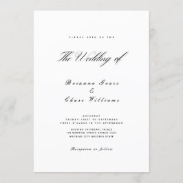 Elegant Simple Modern Black and White Wedding Kaart