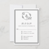 Elegant Simple Modern Black and White Wedding RSVP Kaartje (Voorkant)