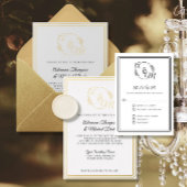 Elegant Simple Modern Black and White Wedding RSVP Kaartje