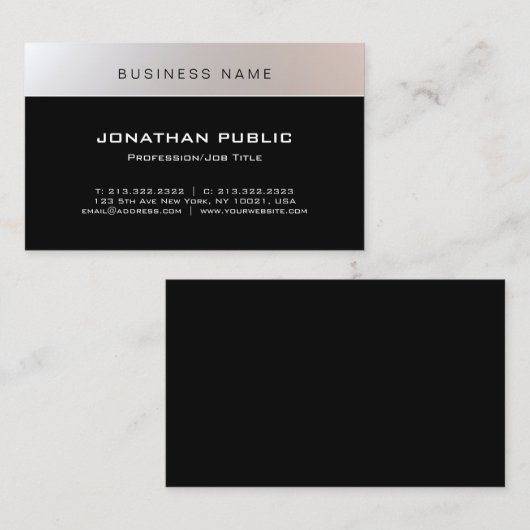Elegant Simple Modern Black Professional Visitekaartje (Voorkant / Achterkant)