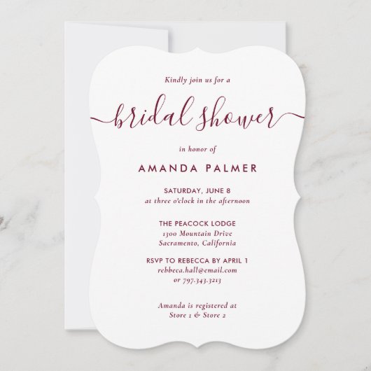 Elegant Simple Modern Burgundy Vrijgezellenfeest Kaart (Voorkant)