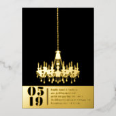 Elegant Simple Modern Chandelier Gold Wedding Folie Uitnodiging (Voorkant)