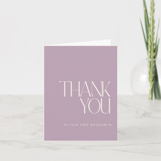 Elegant Simple Modern Custom Wedding Dusty Lila Bedankkaart (Voorkant)