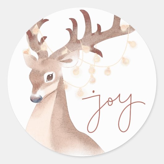Elegant Simple Modern Cute Reindeer Christmas Ronde Sticker (Voorkant)