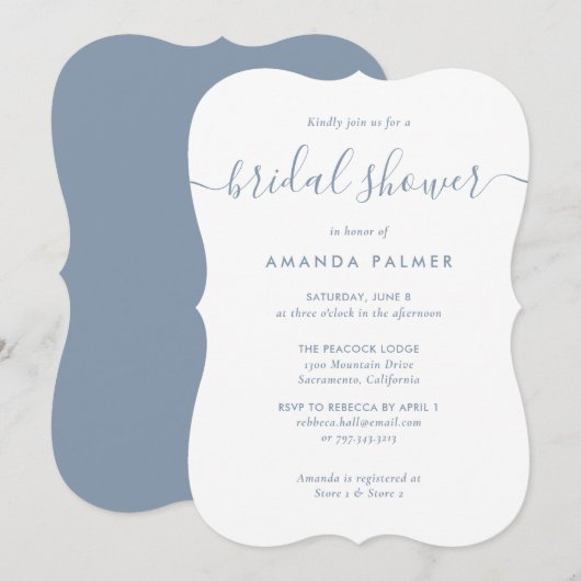 Elegant Simple Modern Dusty Blue Vrijgezellenfeest Kaart (Voorkant / Achterkant)