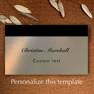 Elegant Simple Modern Faux Brushed Metal QR Code Visitekaartje