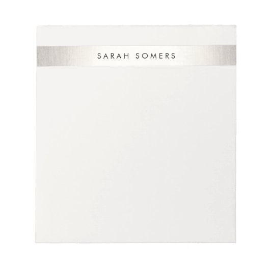 Elegant Simple Modern FAUX Silver Striped Notitieblok (Voorkant)