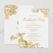 Elegant Simple Modern Floral Gold Bachelorette Kaart (Voorkant / Achterkant)