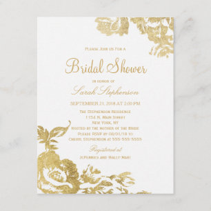 Elegant Simple Modern Floral Gold Vrijgezellenfees Kaart