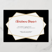 Elegant Simple Modern Gold Dove Christmas Dinner Folie Uitnodiging (Achterkant)