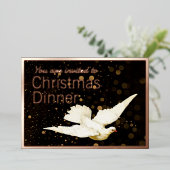 Elegant Simple Modern Gold Dove Christmas Dinner Folie Uitnodiging (Staand Voorkant)