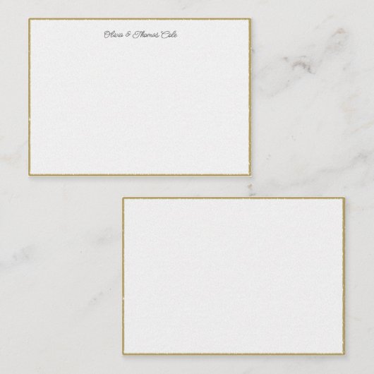 Elegant Simple Modern Gold Lijst Wedding Couple Notitiekaartje (Voorkant / Achterkant)