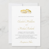 Elegant Simple Modern Gold Rings Wedding Kaart (Voorkant)
