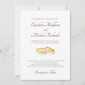 Elegant Simple Modern Gold Rings Wedding Kaart (Voorkant)