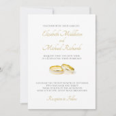 Elegant Simple Modern Gold Rings Wedding Kaart (Voorkant)