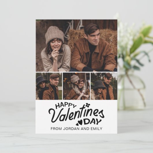 Elegant Simple Modern Happy Valentine's Day Photo Feestdagenkaart (Staand voorkant)