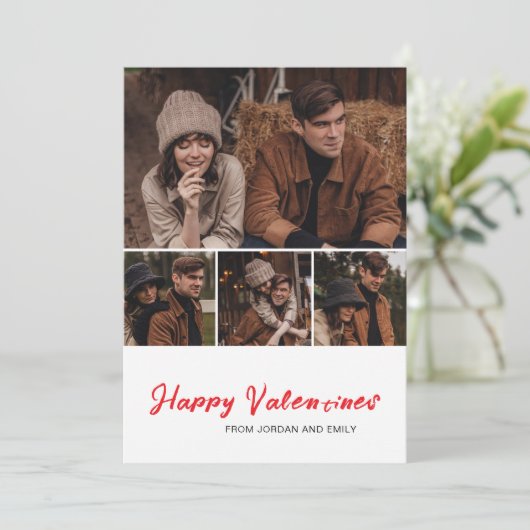 Elegant Simple Modern Happy Valentine's Day Photo Feestdagenkaart (Staand voorkant)