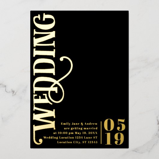 Elegant Simple Modern Minimalist Gold Wedding Folie Uitnodiging (Voorkant)