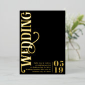 Elegant Simple Modern Minimalist Gold Wedding Folie Uitnodiging (Staand Voorkant)