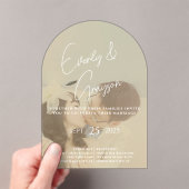 Elegant Simple Modern Minimalist Photo Wedding Acryl Uitnodigingen (Insitu (Draagbaar))