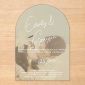Elegant Simple Modern Minimalist Photo Wedding Acryl Uitnodigingen (Voorkant)