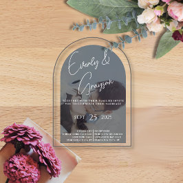 Elegant Simple Modern Minimalist Photo Wedding Acryl Uitnodigingen