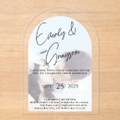 Elegant Simple Modern Minimalist Photo Wedding Acryl Uitnodigingen (Voorkant)
