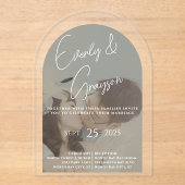 Elegant Simple Modern Minimalist Photo Wedding Acryl Uitnodigingen (Voorkant)