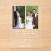 Elegant Simple Modern Minimalist Photo Wedding Acryl Uitnodigingen (Voorkant)