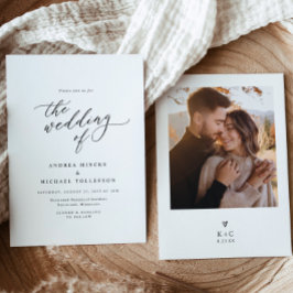 Elegant Simple Modern Minimalist Photo Wedding Kaart