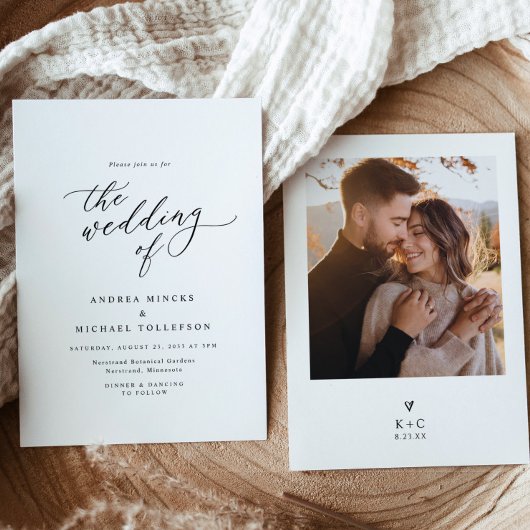 Elegant Simple Modern Minimalist Photo Wedding Kaart