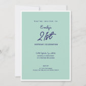 Elegant Simple Modern Mint 21st Birthday Party Kaart (Voorkant)