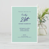 Elegant Simple Modern Mint 21st Birthday Party Kaart (Staand voorkant)