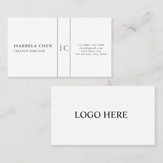 Elegant Simple Modern Monogram Business Card Visitekaartje (Voorkant / Achterkant)