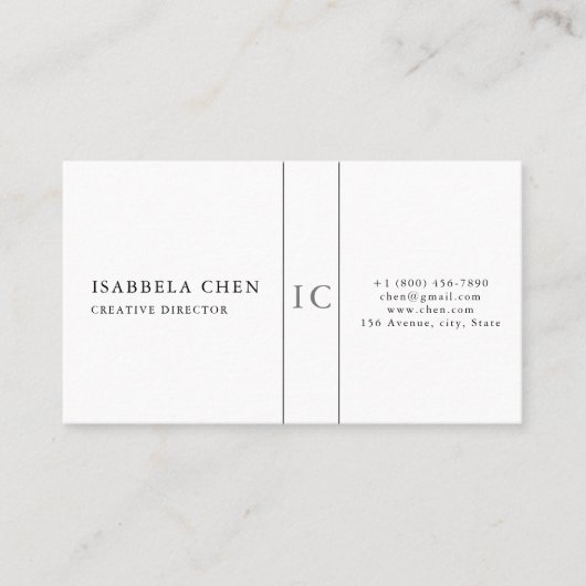 Elegant Simple Modern Monogram Business Card Visitekaartje (Voorkant)