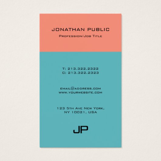 Elegant Simple Modern Monogram Sjabloon Visitekaartje (Achterkant)