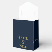 Elegant Simple Modern Navy Gold Leaves bruiloft Bedankdoosjes (Geopend)