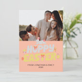 Elegant Simple Modern Pattern Happy Easter Photo Feestdagenkaart (Staand voorkant)