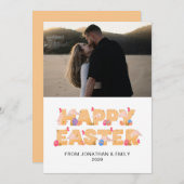 Elegant Simple Modern Pattern Happy Easter Photo Feestdagenkaart (Voorkant / Achterkant)