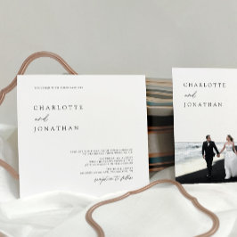 Elegant Simple Modern Photo Square Wedding Kaart
