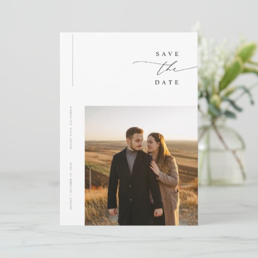 Elegant Simple Modern Photo Wedding Save The Date (Staand voorkant)
