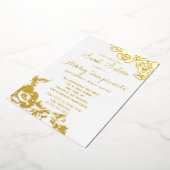 Elegant Simple Modern Roos Floral Gold Sweet 16 Folie Uitnodiging (Gedraaid)