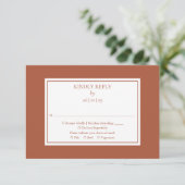 Elegant Simple Modern Terracotta Wedding RSVP Kaartje (Staand voorkant)